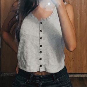 grey loose crop top